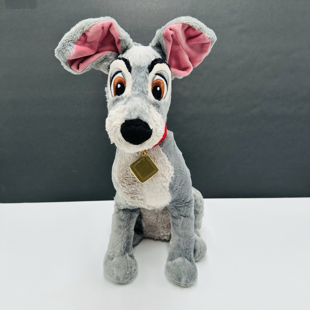 Disney Store Original Plush Tramp Dog Stuffed Animal Lady and the Tramp Gray 17"
